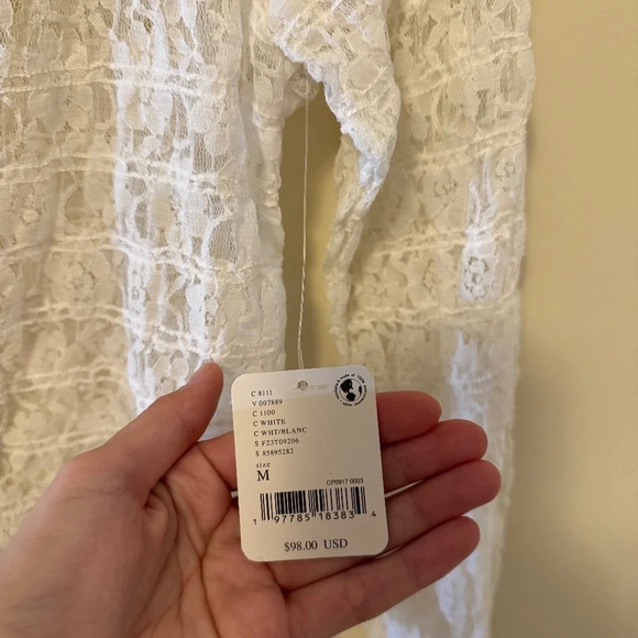 NWT Free People Madison Top - Size Medium - Color : White - Lace - Picture 11 of 11